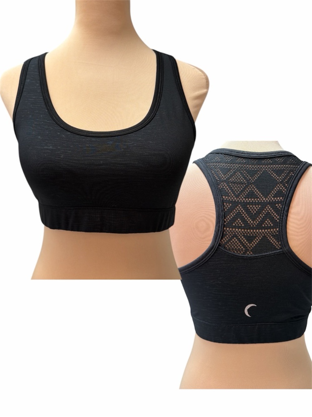 ZYIA ACTIVE Black Racerback Sports Bra with Lace Back